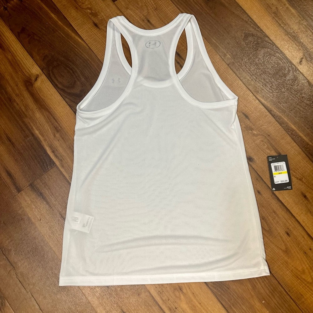 New Under Armour white tank! New, bright white, sweat proof material! Size M. - Picture 4 of 5
